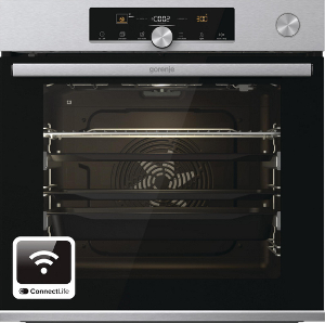 Духовой шкаф Gorenje электрический, 77л, A+,TouchFree, пар, дисплей, Wi-Fi упр, пиролиз, приготовл. на разн. уровнях, нерж