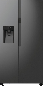 Холодильник SBS Gorenje, 179х70х92см, 2 дв., 376(190)л, А++, NF+, Инв. , Зона св-ти, диспенсер, генератор льда, Внешн.диспл, черный